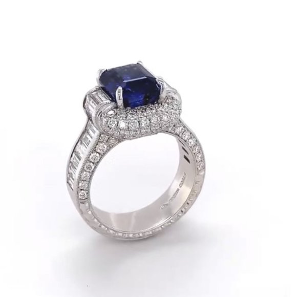 BLUE DIAMOND S925 STERLING SILVER ENGAGEMENT RING, BEAUTIFUL RING, SHINY RING - Picture 6 of 6